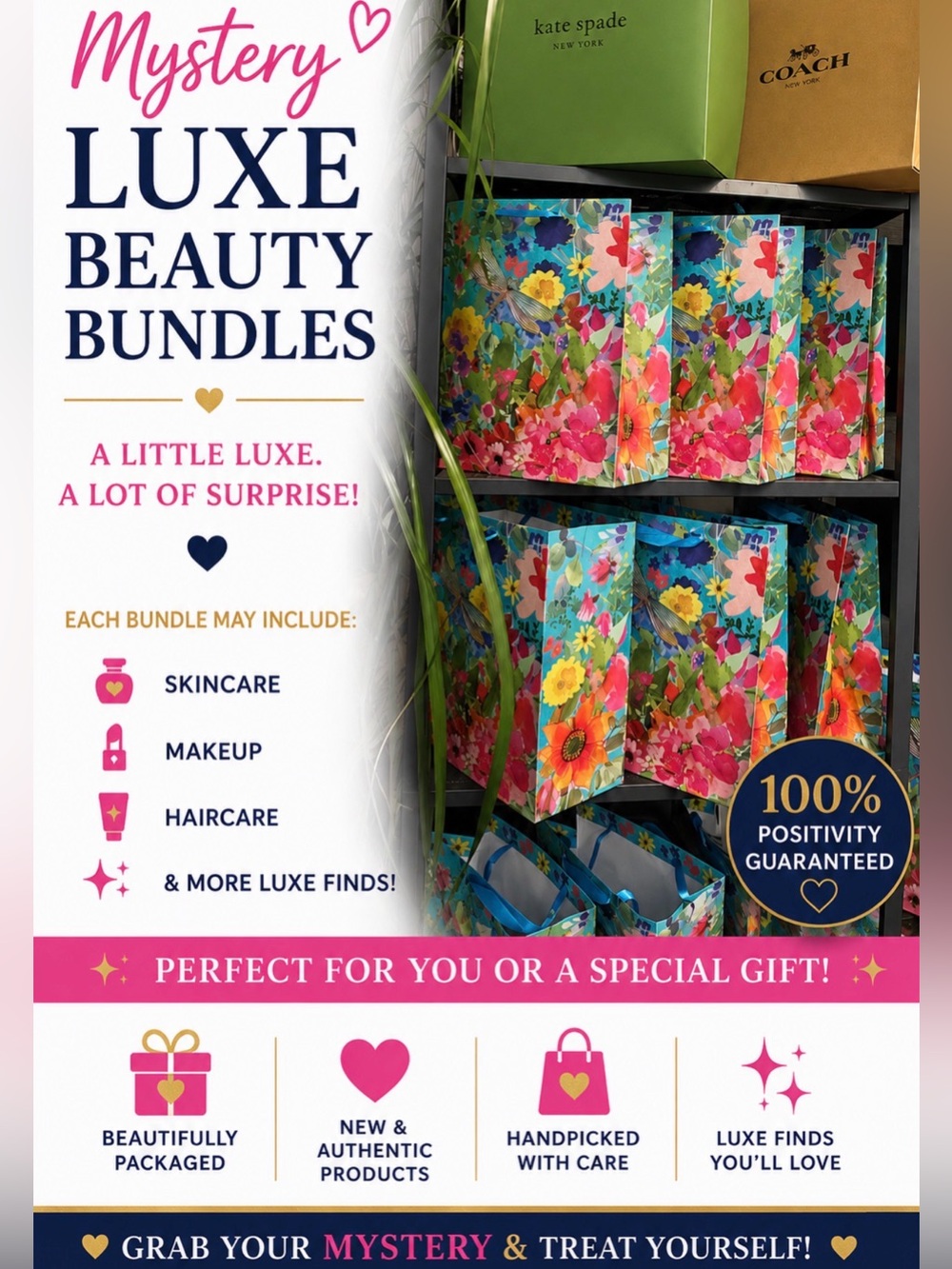 Mystery Luxe Beauty Bundle - Pink Floral Lipstick Gift